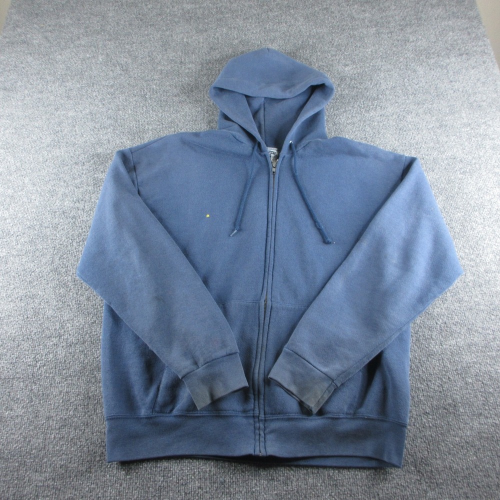 VINTAGE Lee Heavyweight Hoodie Adult L Blue Sweatshirt Pullover Blank 90s Mens